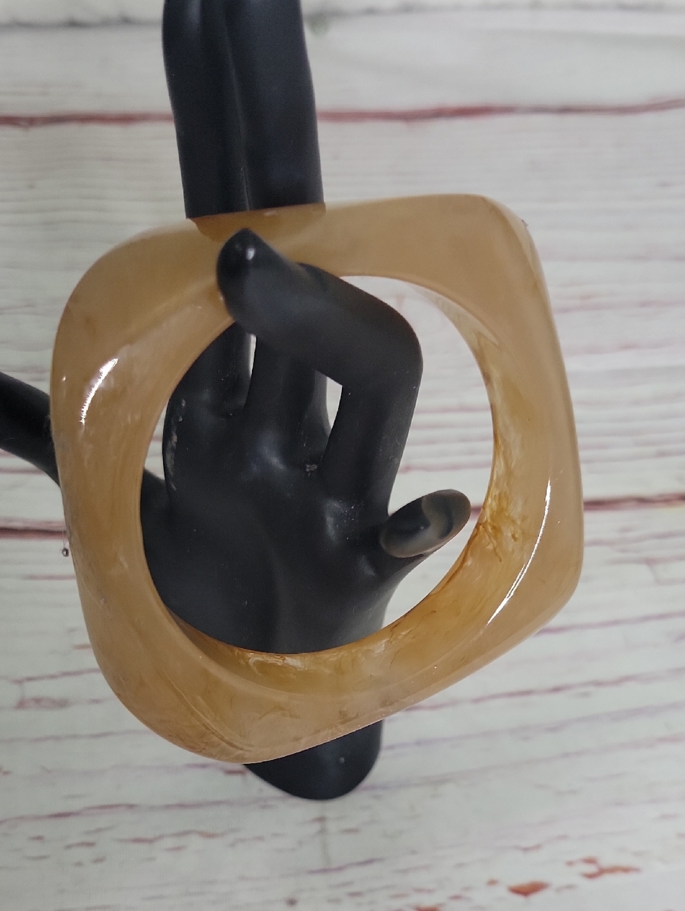 Vintage Caramel Resin Square Bangle Bracelet